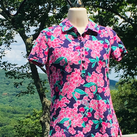 ♥️Lilly Pulitzer navy and pink top Size S - Picture 3 of 5